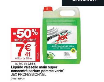 Promocash Liquide vaisselle main super concentré parfum pomme verte jex professionnel offre