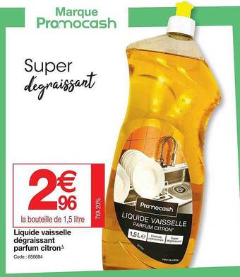Promocash Liquide vaisselle dégraissant parfum citron offre
