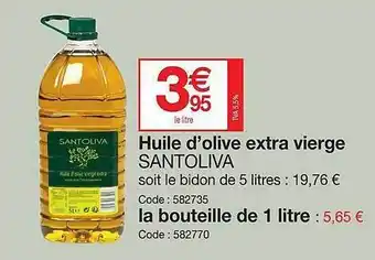Promocash Huile d'olive extra vierge santoliva offre