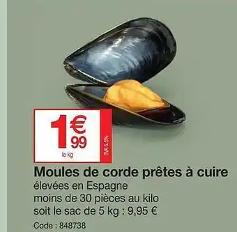 Promocash Moules de corde prêtes à cuire offre