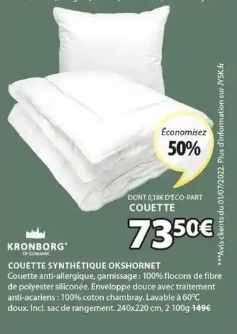 JYSK Kronborg couette synthétique okshornet offre