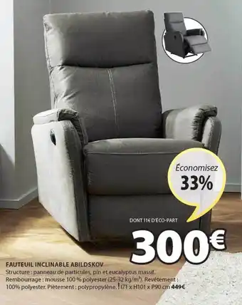 JYSK Fauteuil inclinable abildskov offre