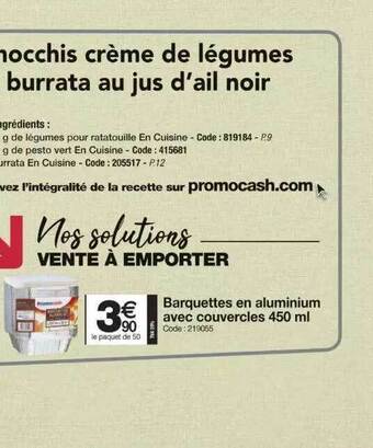 Promocash Barquettes en aluminium avec couvercles offre