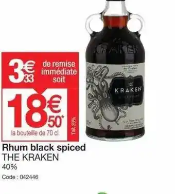 Promocash Rhum black spiced the kraken offre