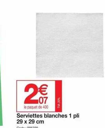 Promocash Serviettes blanches 1 pli offre