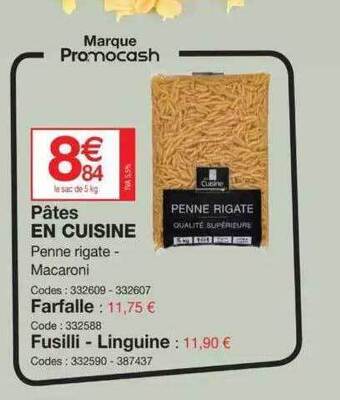 Promocash Pâtes en cuisine offre