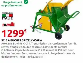 Rural Master Scie à Bûches Grizzly 600RW offre