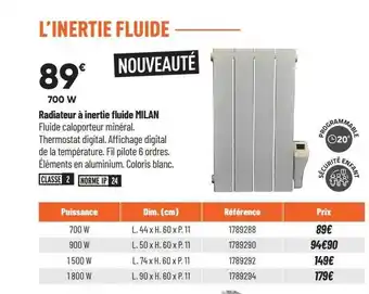Bricorama Radiateur à inertie fluide milan offre