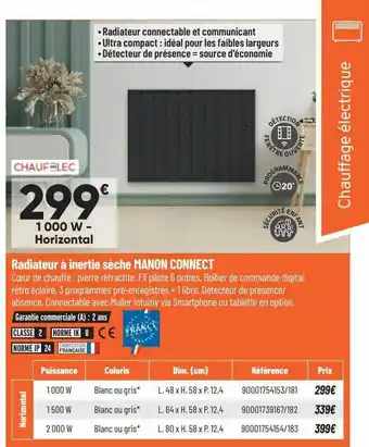 Bricorama Radiateur à inertie sèche manon connect offre