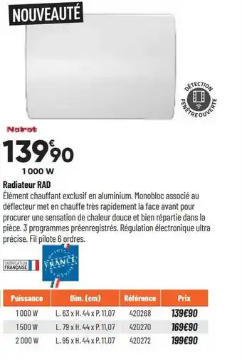 Bricorama Radiateur rad noirot offre