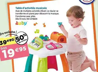 La Grande Récré Table d'activités musicale auby offre