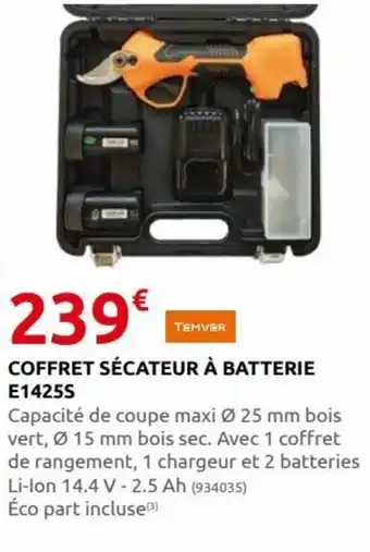 Rural Master Coffret Sécateur à Batterie E1425S offre