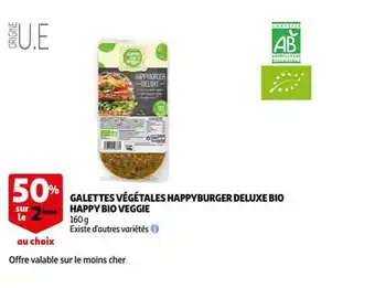 Auchan Galettes végétales happy burger deluxe bio happy bio veggie offre