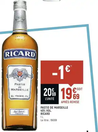 Petit Casino PASTIS DE MARSEILLE 45% VOL. offre