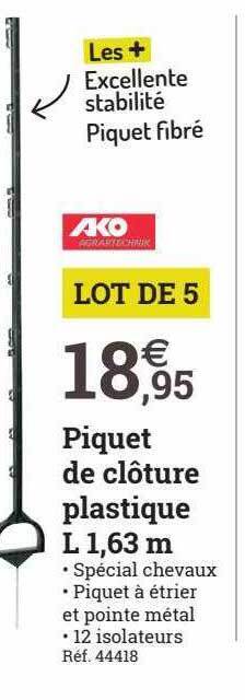 Espace emeraude Piquet de clôture plastique l 1,63 m offre