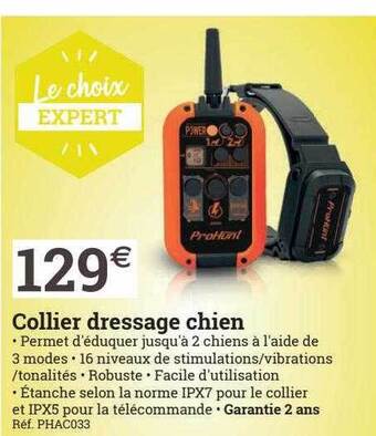 Espace emeraude Collier dressage chien offre