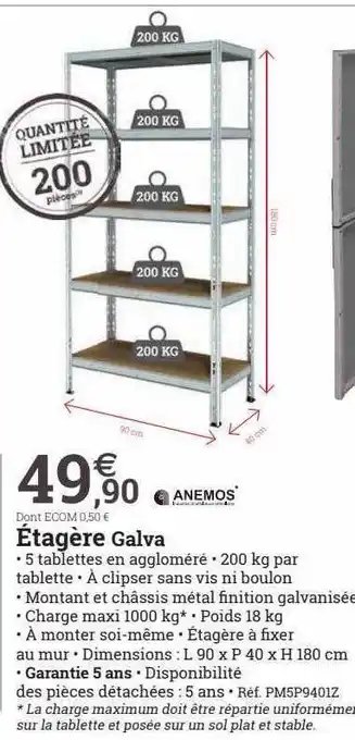 Espace emeraude Étagère galva anemos offre