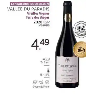 Lidl Languedoc-roussillon vallée du paradis vieilles vignes terre des anges 2020 igp offre