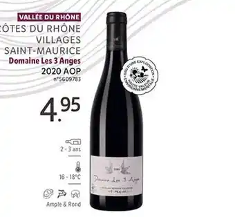 Lidl Vallée du rhône côtes du rhône villages saint-maurice domaine les 3 anges 2020 aop offre