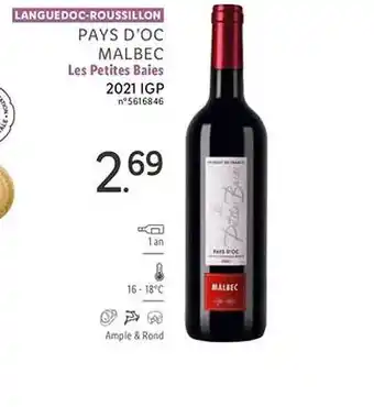 Lidl Languedoc-roussillon pays d'oc malbec les petites baies 2021 igp offre