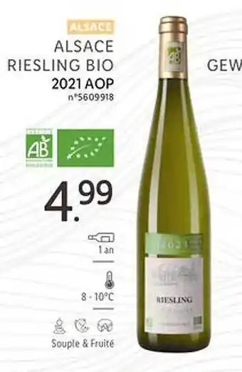 Lidl Alsace riesling bio 2021 aop offre