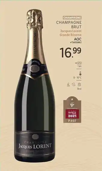 Champagne brut jacques lorent grande réserve aoc