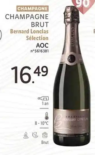 Lidl Champagne brut bernard lonclas sélection aoc offre