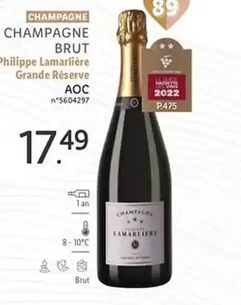 Champagne brut philippe lamarlière grande réserve aoc
