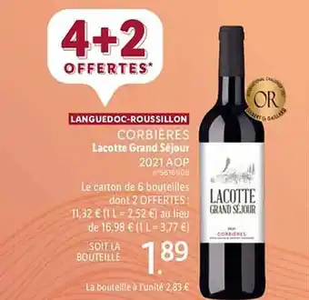 Lidl Langedoc-roussillon corbières lacotte grand séjour 2021 aop offre