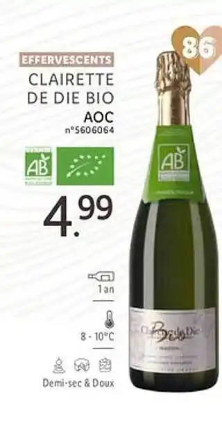 Lidl Effervescents clairette de die bio aoc offre