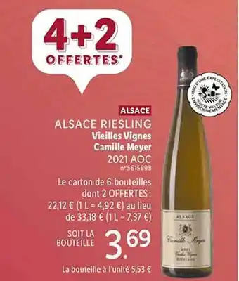 Lidl Alsace riesling vieilles vignes camille meyer 2021 aoc offre
