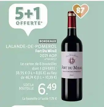 Lidl Bordeaux lalande-de-pomerol fort du mirail 2021 aop offre