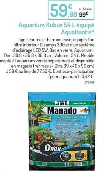 Aquarium kubus 54 équipé aquatlantis