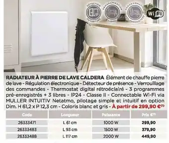 Bricomarché Radiateur à pierre de lave caldera offre