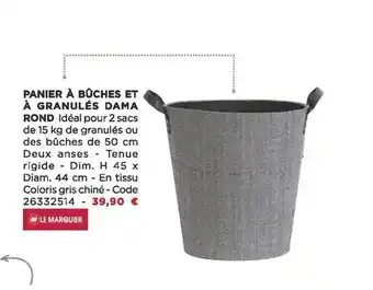 Panier à bûches et à granulés dama