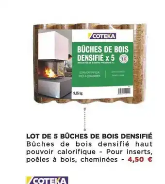 Bricomarché Lot de 5 bûches de bois densifié coteka offre