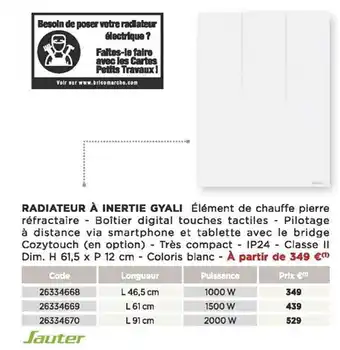 Bricomarché Radiateur à inertie gyali sauter offre
