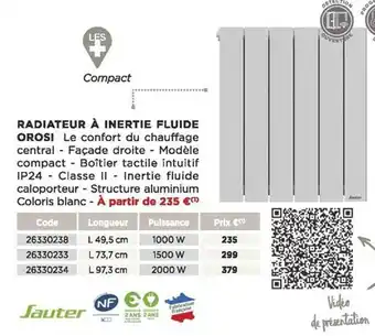 Bricomarché Radiateur à inertie fluide sauter offre