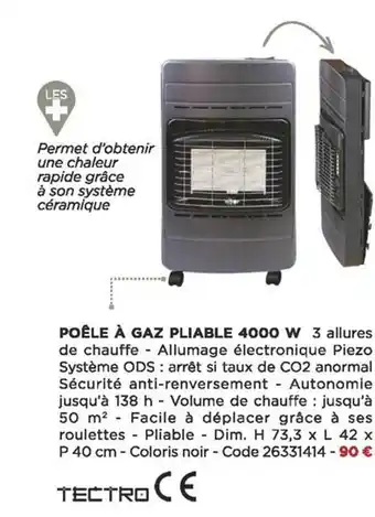 Bricomarché Poêle à gaz pliable 4000 w tectro offre
