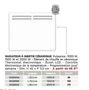 Bricomarché Radiateur à inertie céramique offre