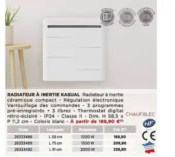 Bricomarché Radiateur à inertie kasual offre