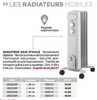 Bricomarché Radiateur bain d'huile offre