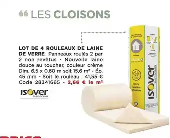 Bricomarché Lot de 4 rouleaux de laine de verre isover offre