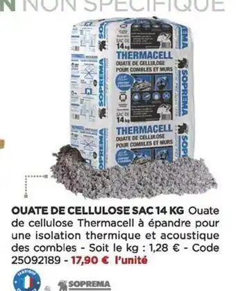 Bricomarché Ouate de cellulose sac 14 kg soprema offre