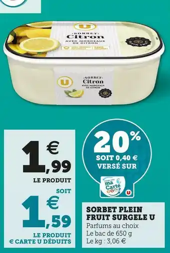 U Express SORBET PLEIN FRUIT SURGELE offre
