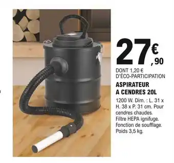 E.Leclerc Brico Aspirateur à cendres 20l offre