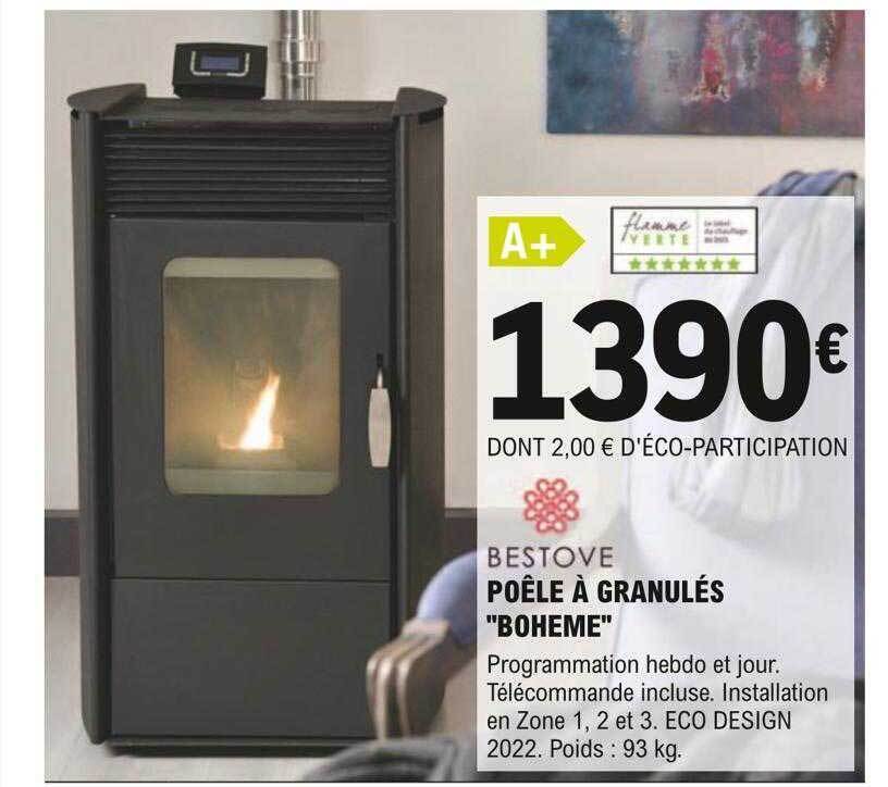 Promo Poêle à granulés chez E.Leclerc Brico