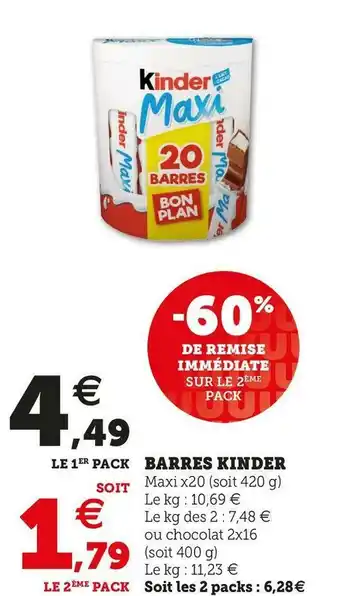 U Express BARRES KINDER offre