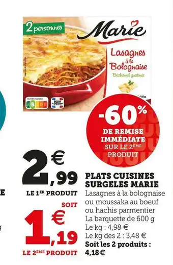 U Express PLATS CUISINES SURGELES offre