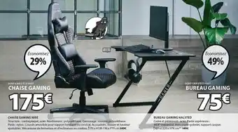 JYSK Chaise gaming nibe, bureau gaming halsted offre
